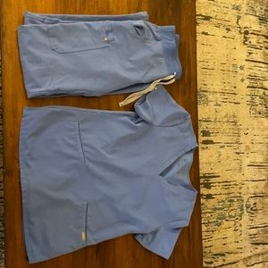 Light Blue Figs Scrub Set